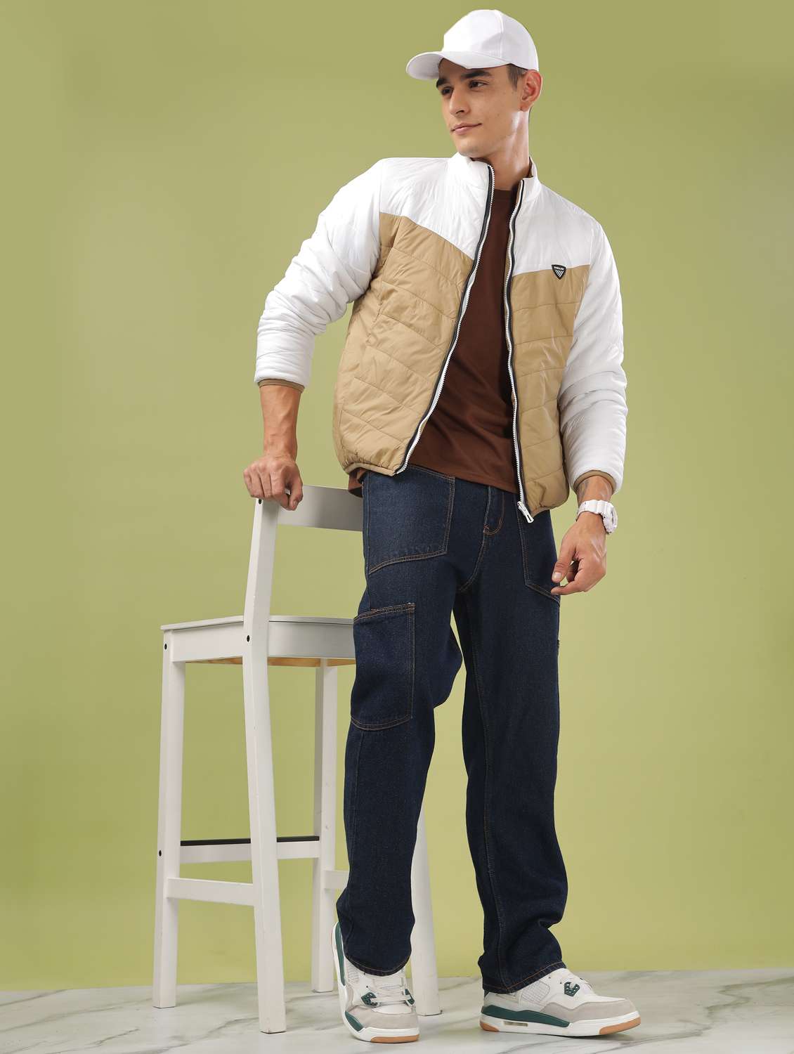 men color block long sleeve quilted jacket - 21586687 -  Standard Image - 4