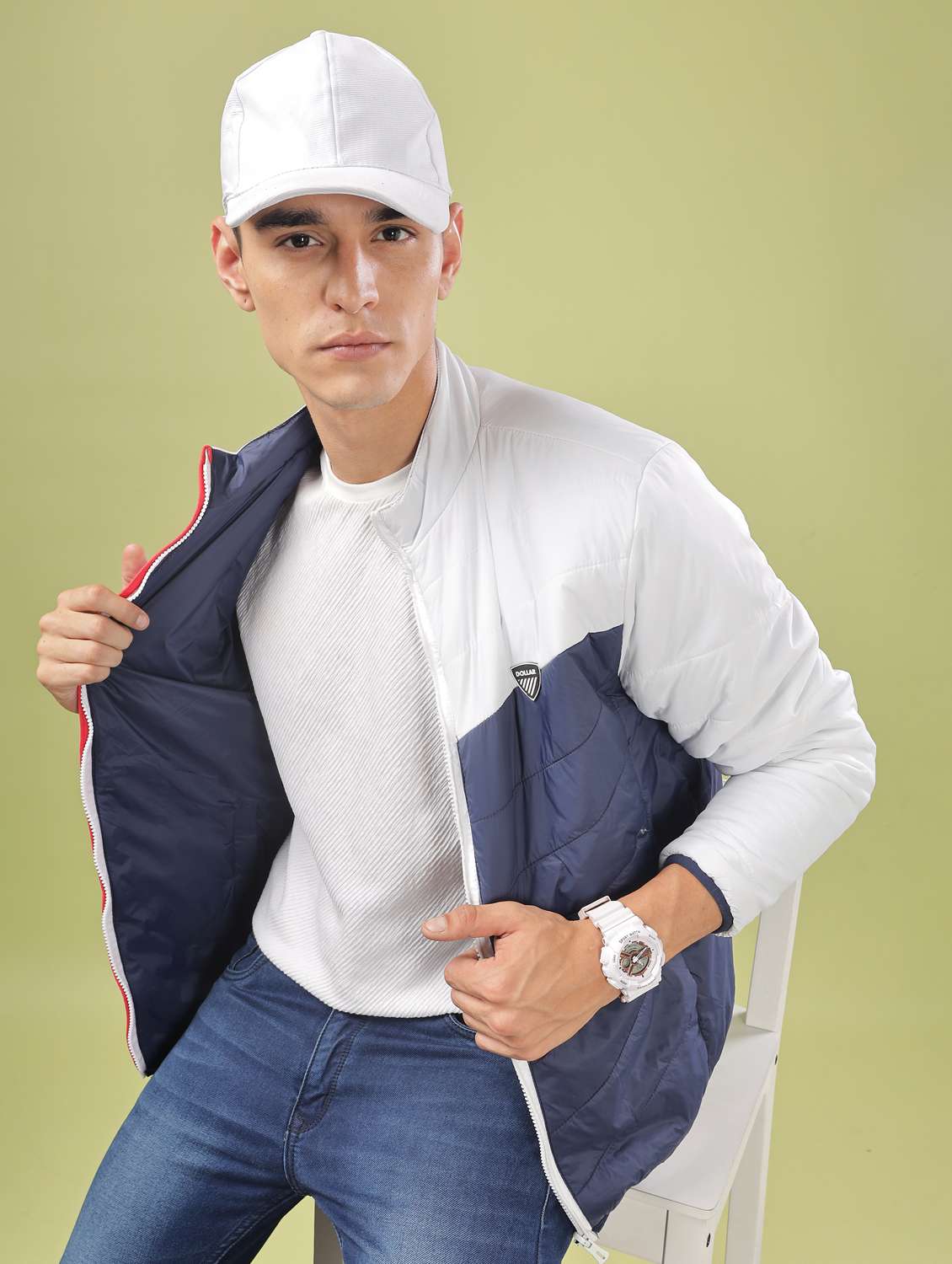 men color block long sleeve quilted jacket - 21586688 -  Standard Image - 1