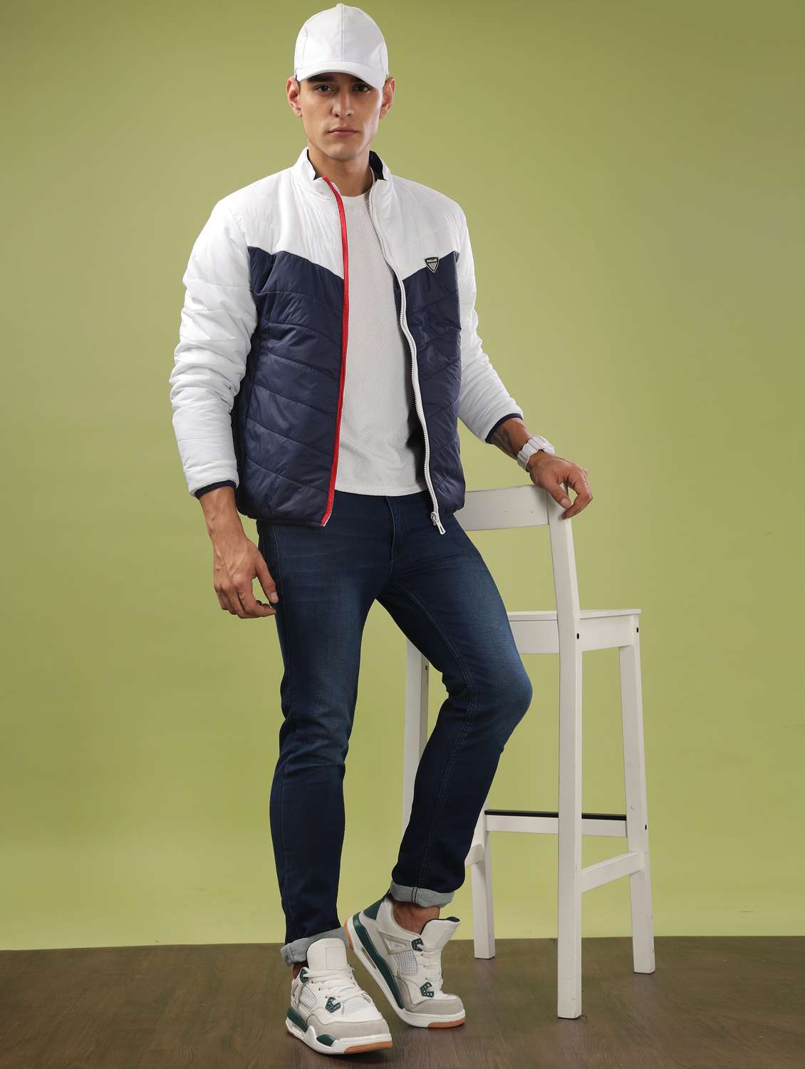 men color block long sleeve quilted jacket - 21586688 -  Standard Image - 4