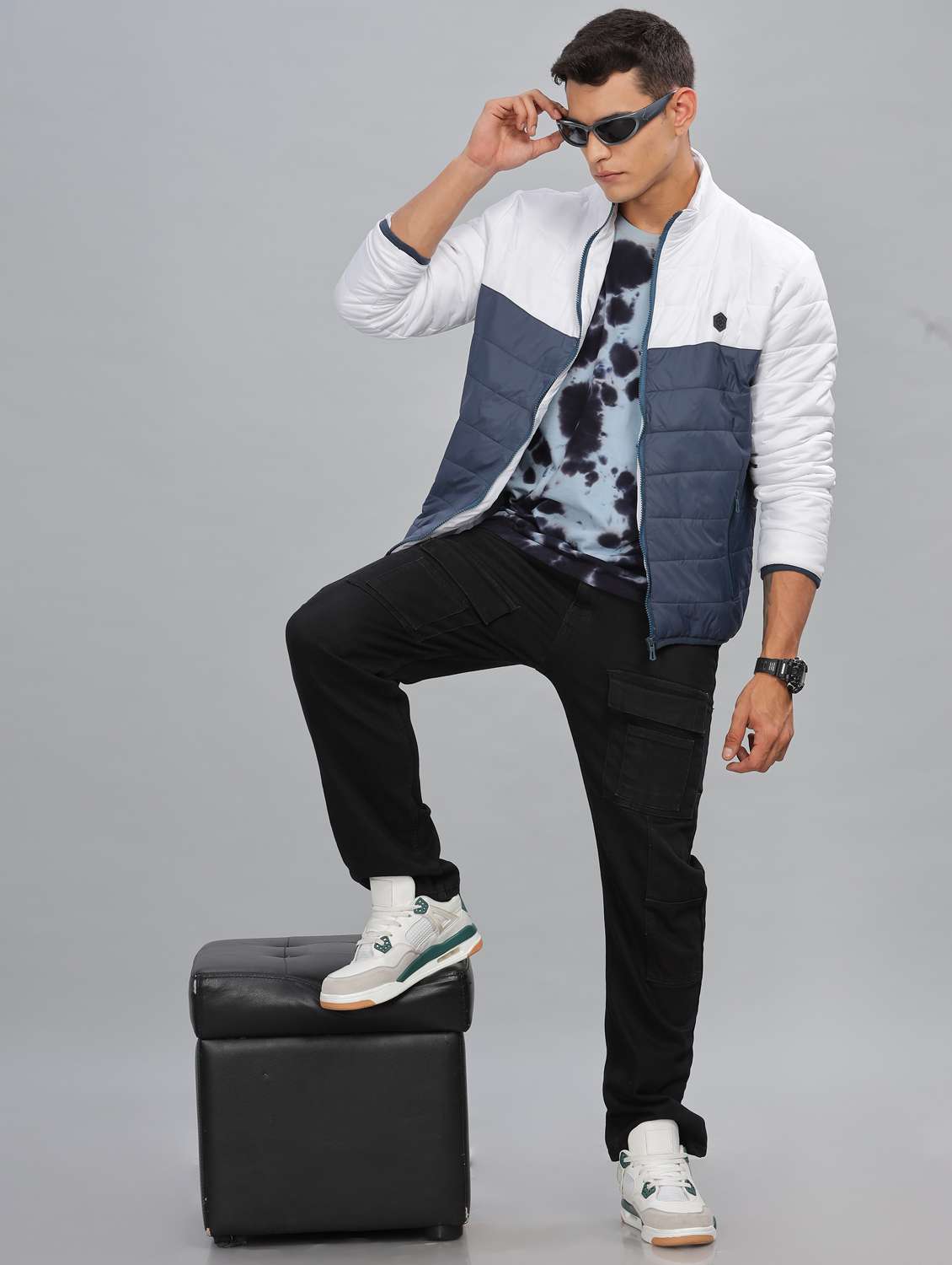 men color block long sleeve quilted jacket - 21586690 - Standard Image - 4