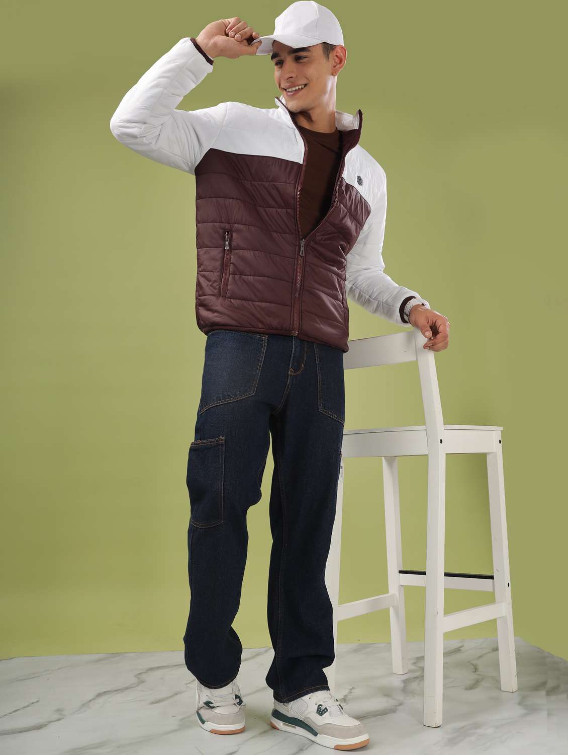 men color block long sleeve quilted jacket - 21586691 -  Standard Image - 4