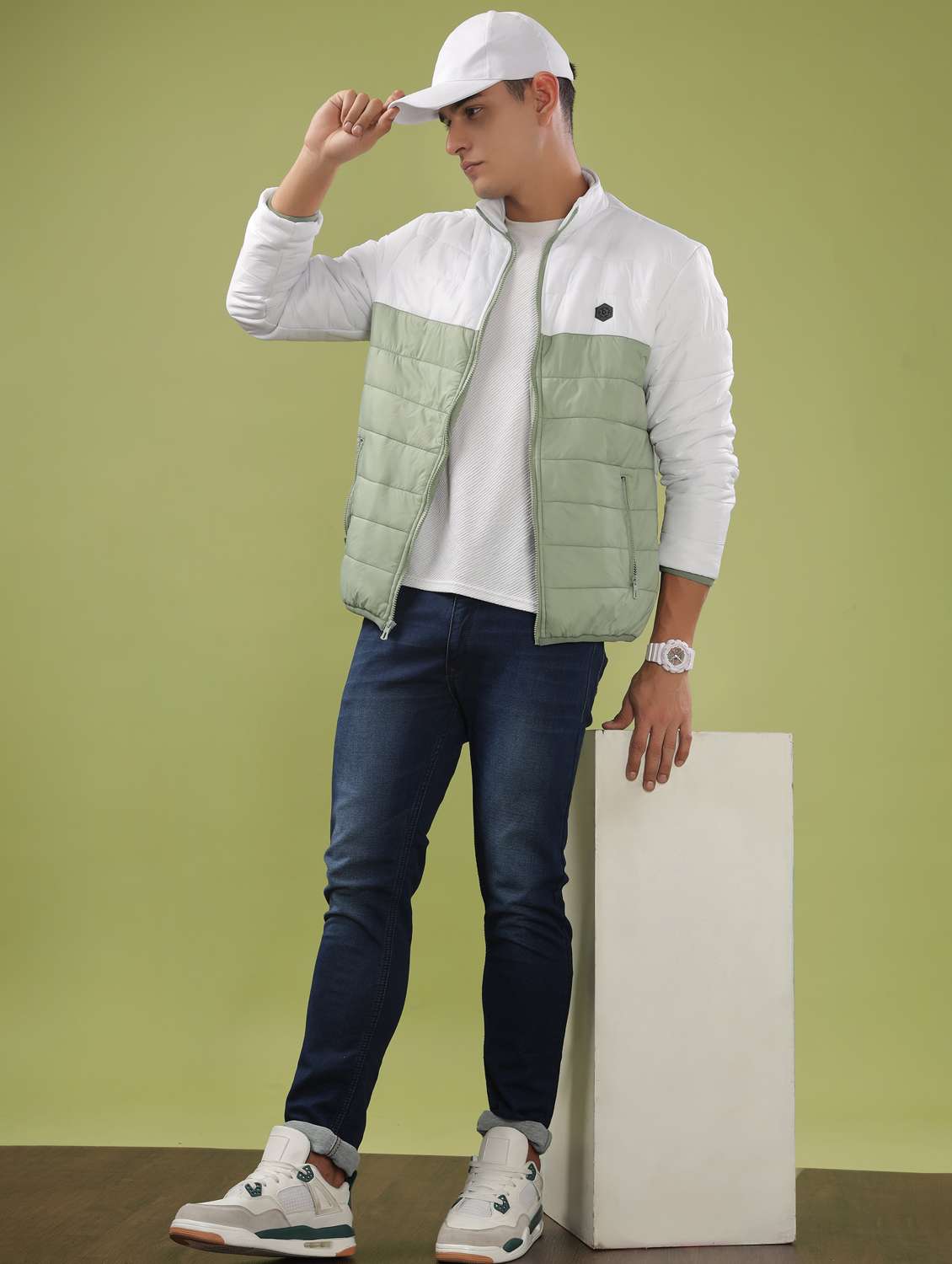 men color block long sleeve quilted jacket - 21586692 -  Standard Image - 4