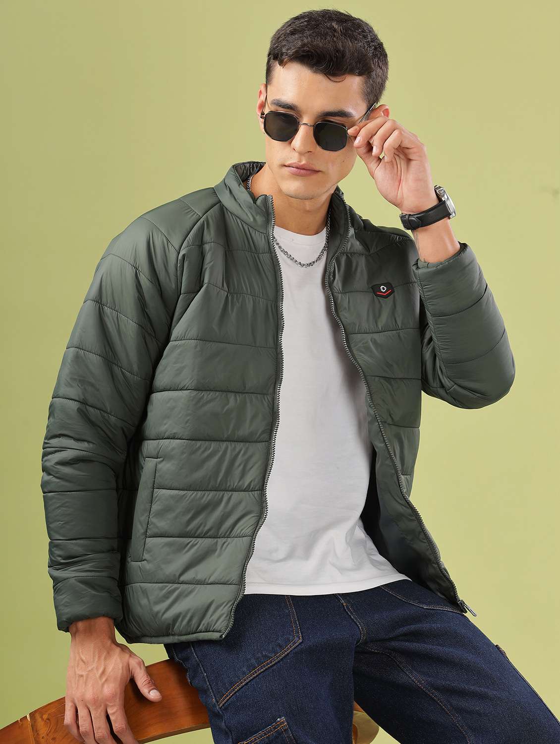 men solid long sleeve quilted jacket - 21586694 -  Standard Image - 1