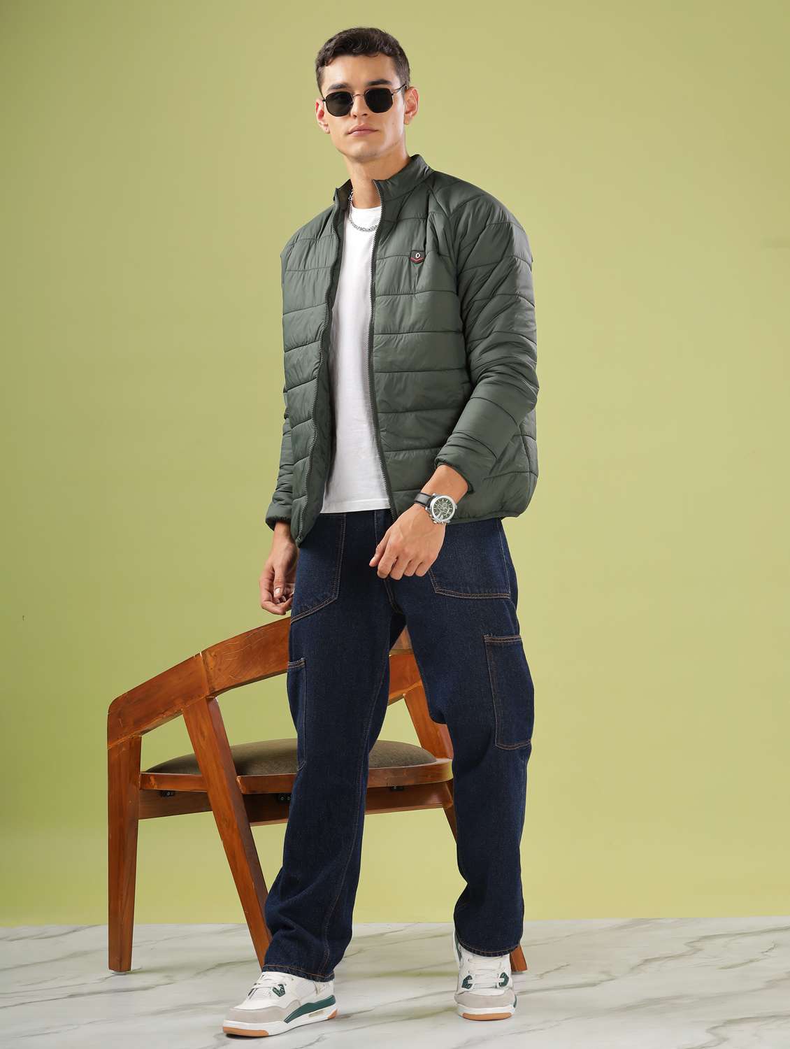 men solid long sleeve quilted jacket - 21586694 -  Standard Image - 4