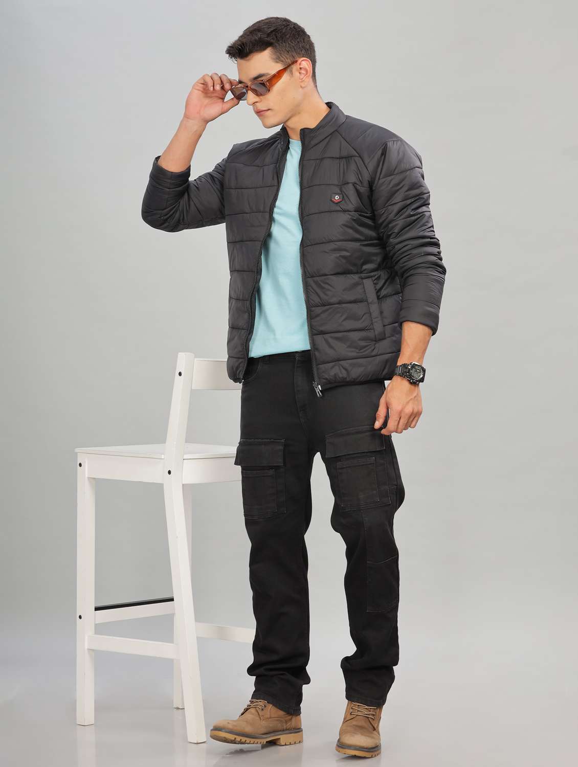 men solid long sleeve quilted jacket - 21586696 -  Standard Image - 4