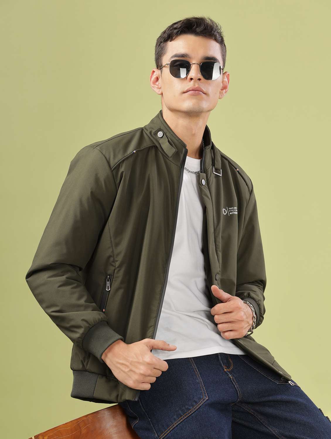 men solid long sleeve bomber jacket - 21586698 -  Standard Image - 1