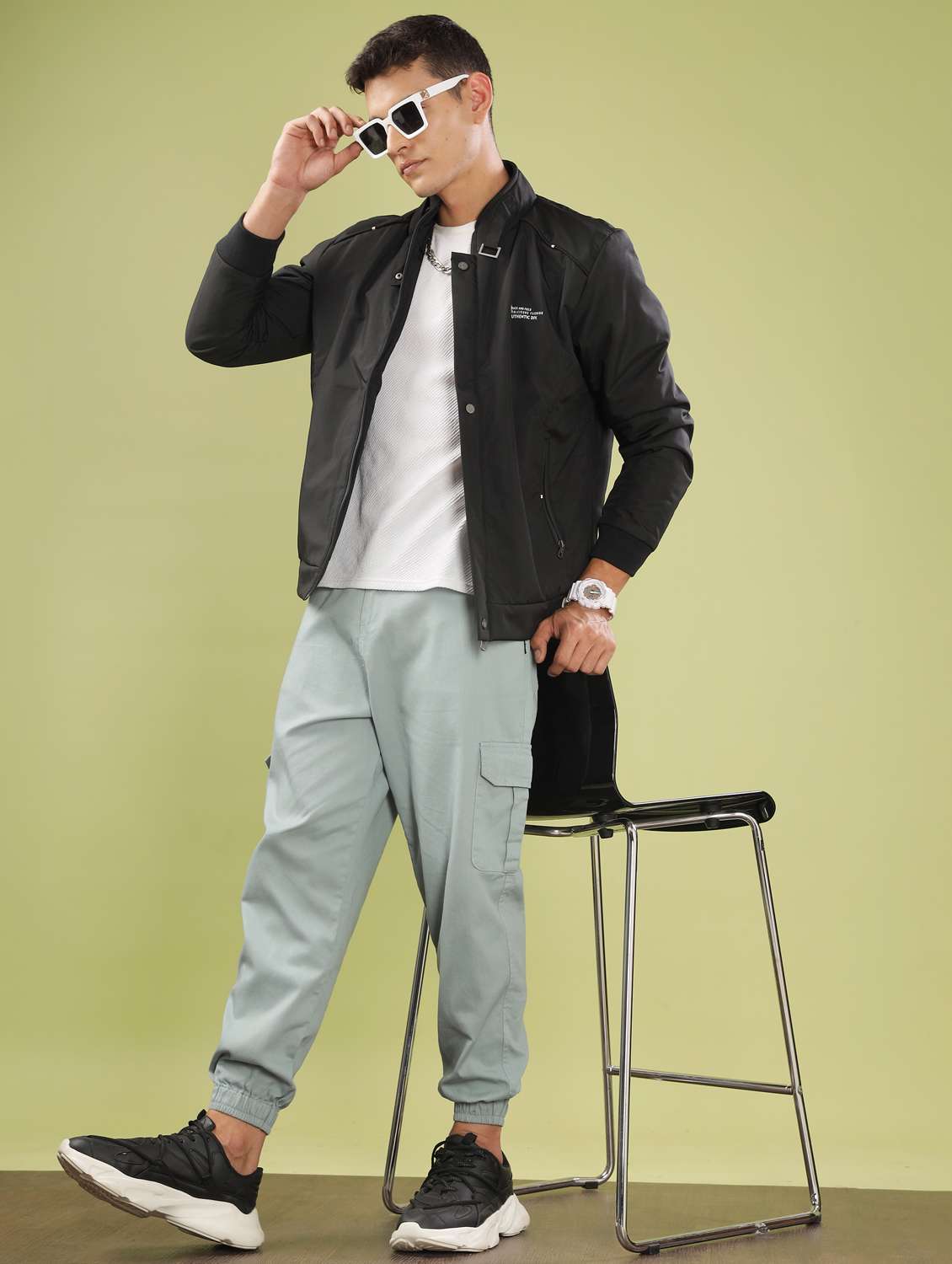 men solid long sleeve bomber jacket - 21586700 -  Standard Image - 4