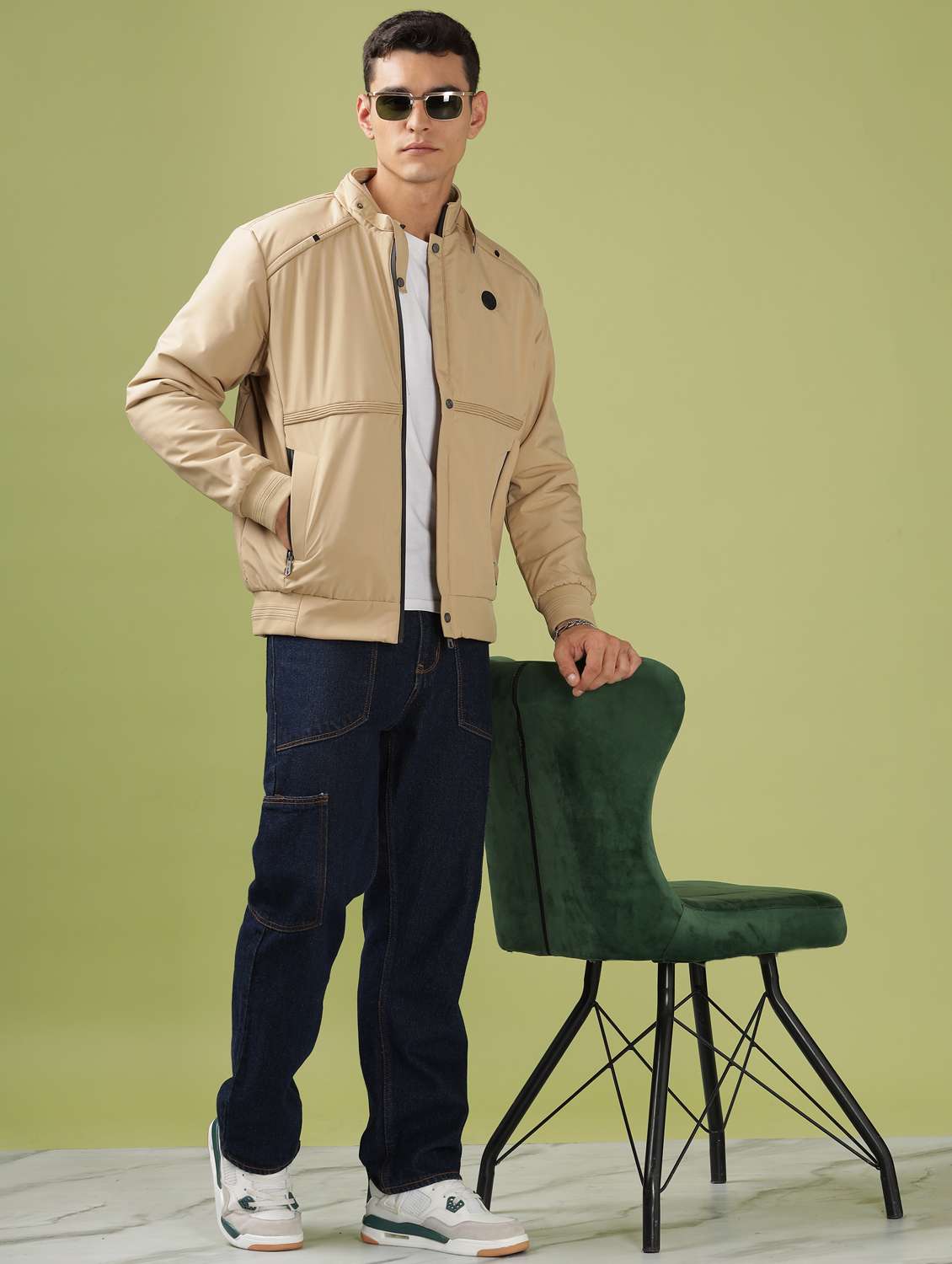 men solid long sleeve bomber jacket - 21586701 -  Standard Image - 4