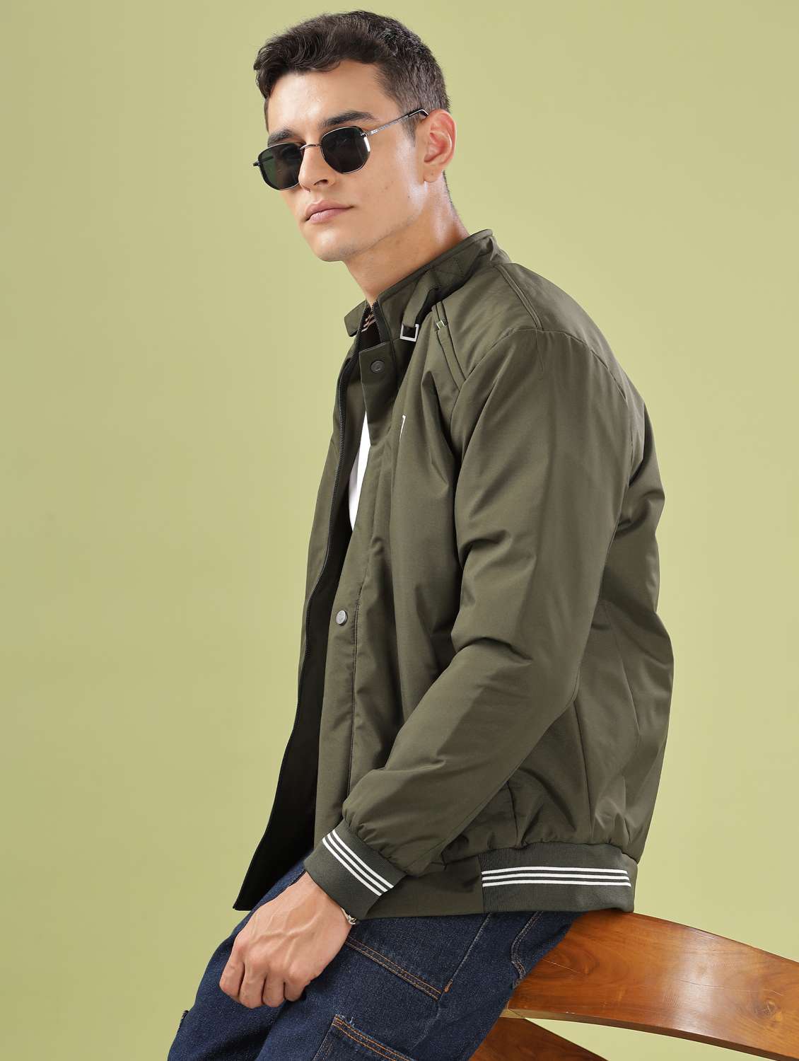 men solid long sleeve bomber jacket - 21586706 -  Standard Image - 1