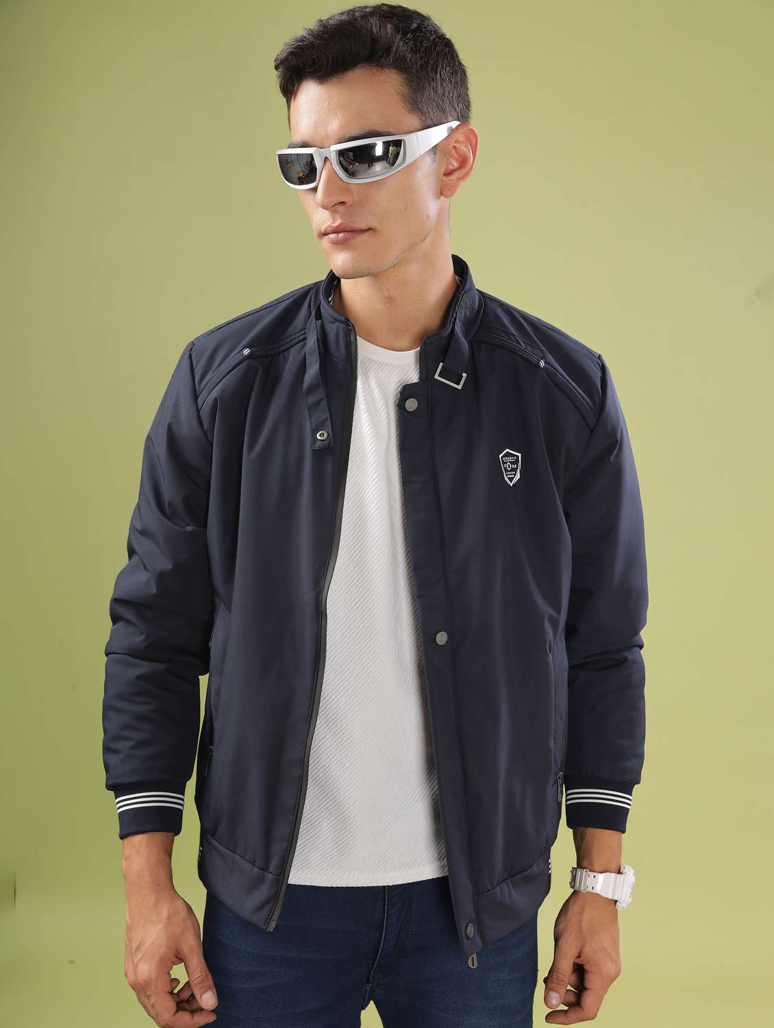 men solid long sleeve bomber jacket - 21586707 -  Standard Image - 1