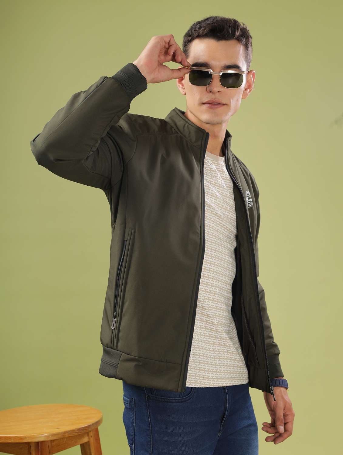 men solid long sleeve bomber jacket - 21586710 -  Standard Image - 1