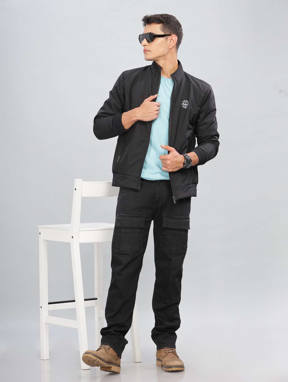 men solid long sleeve bomber jacket - 21586712 -  Standard Image - 4