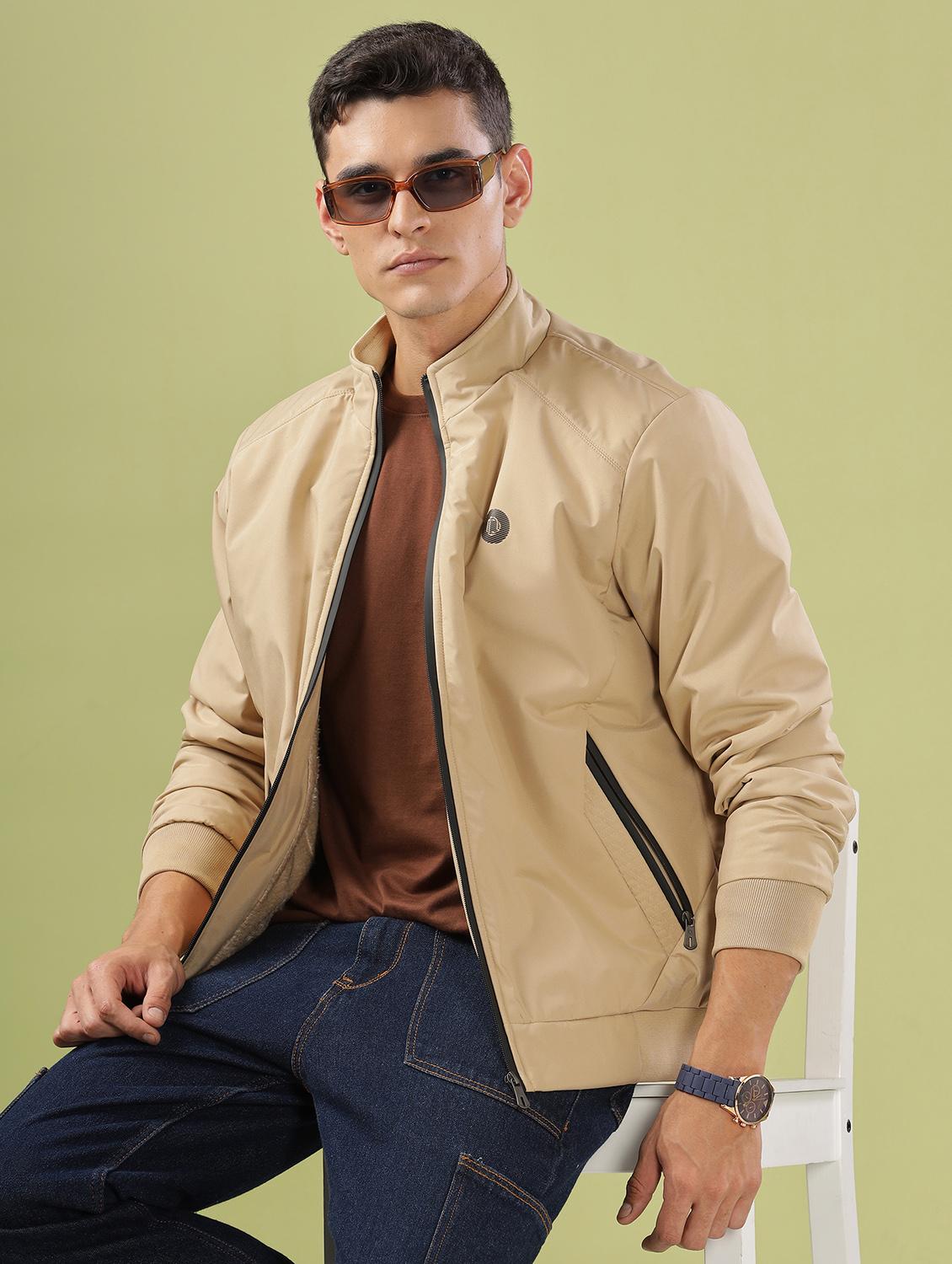 men solid long sleeve bomber jacket - 21586713 - Standard Image - 1