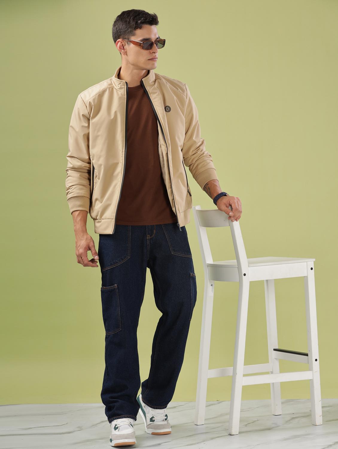 men solid long sleeve bomber jacket - 21586713 - Standard Image - 4