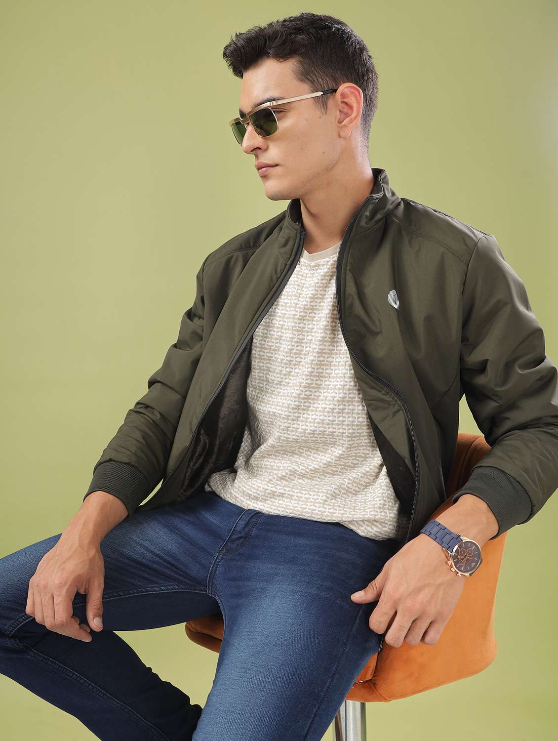 men solid long sleeve bomber jacket - 21586714 -  Standard Image - 1