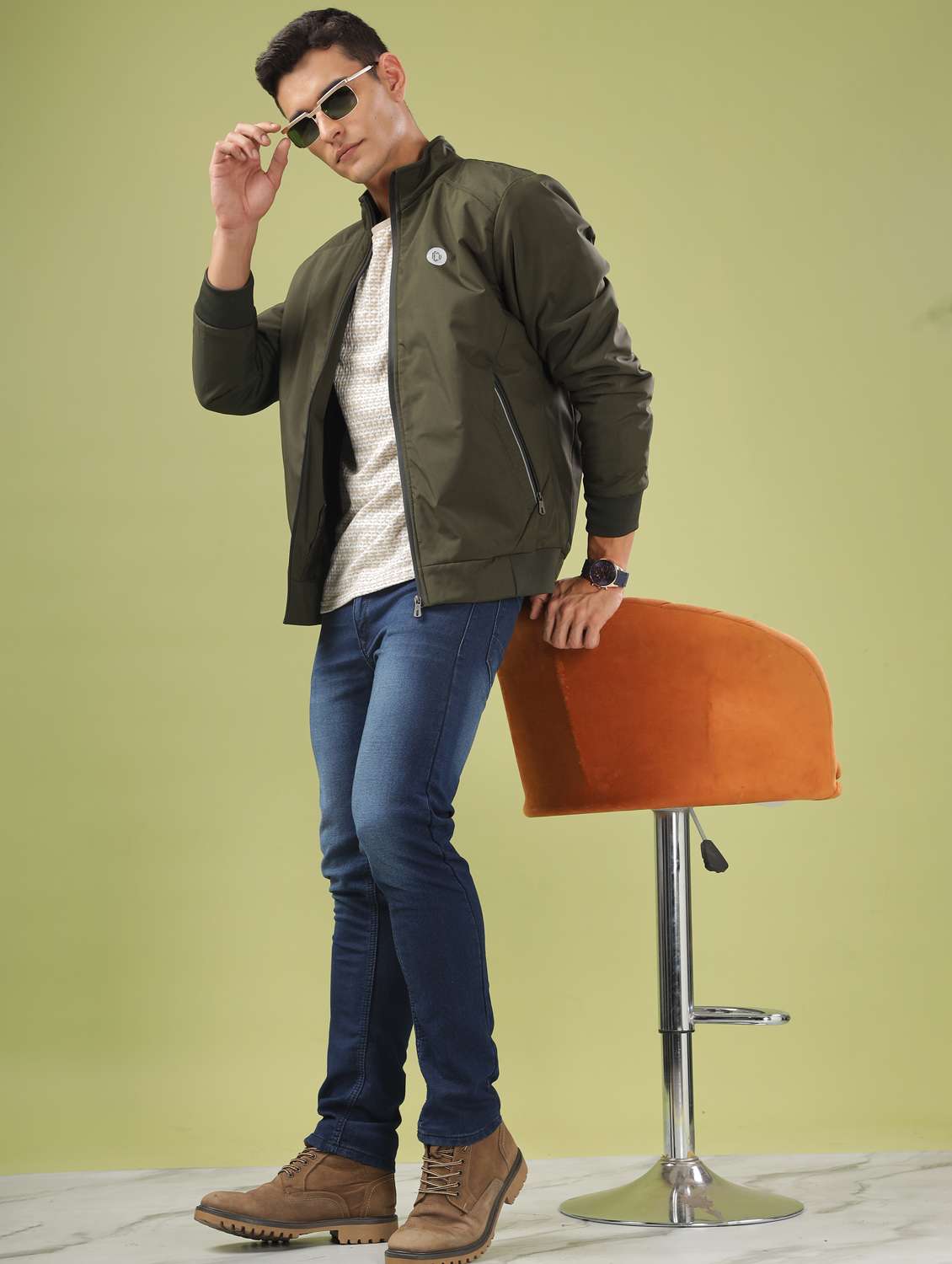 men solid long sleeve bomber jacket - 21586714 - Standard Image - 4