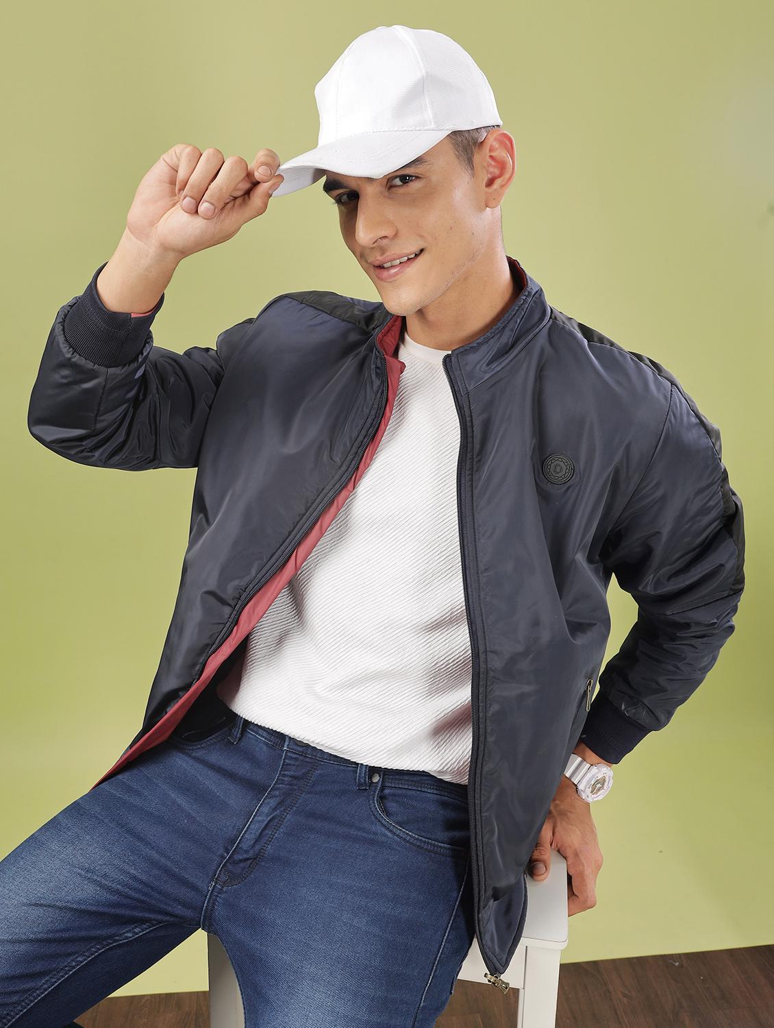 men solid long sleeve bomber jacket - 21586719 - Standard Image - 1