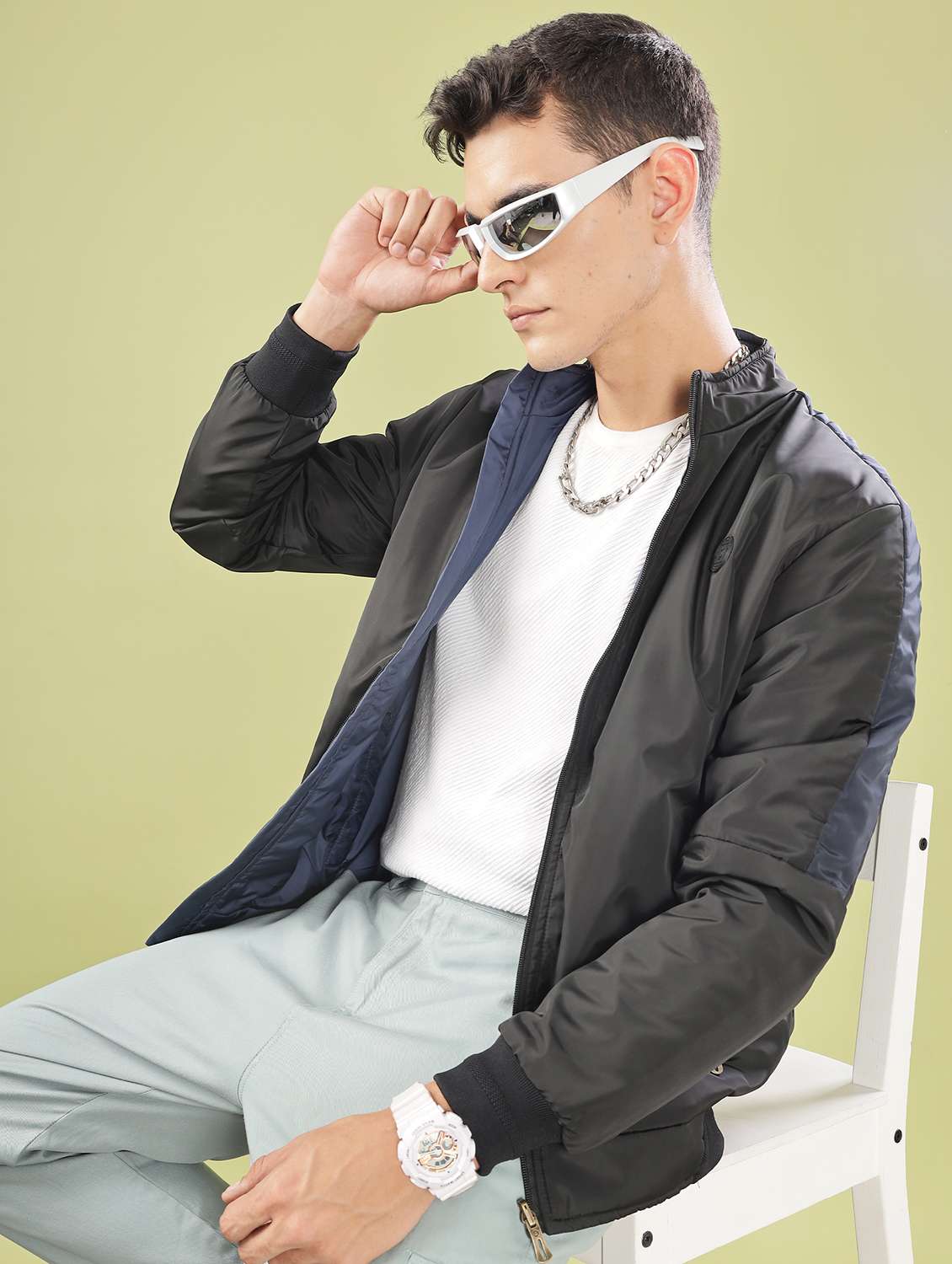 men solid long sleeve bomber jacket - 21586720 -  Standard Image - 1