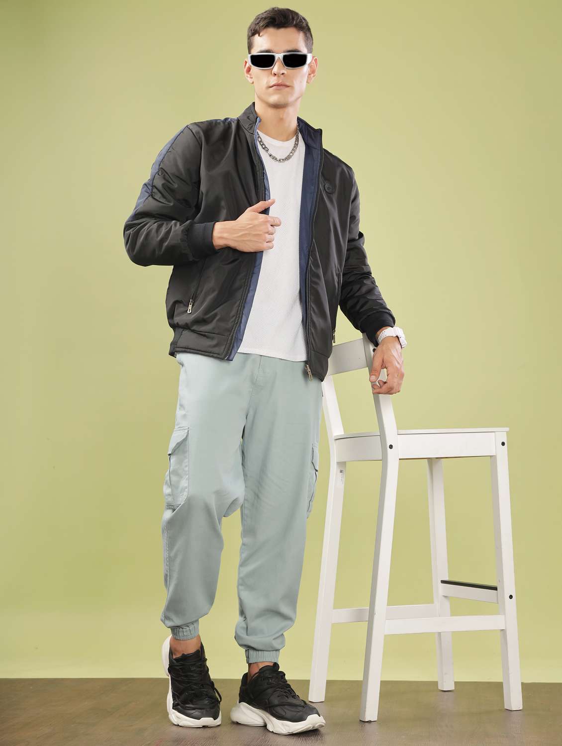 men solid long sleeve bomber jacket - 21586720 -  Standard Image - 4