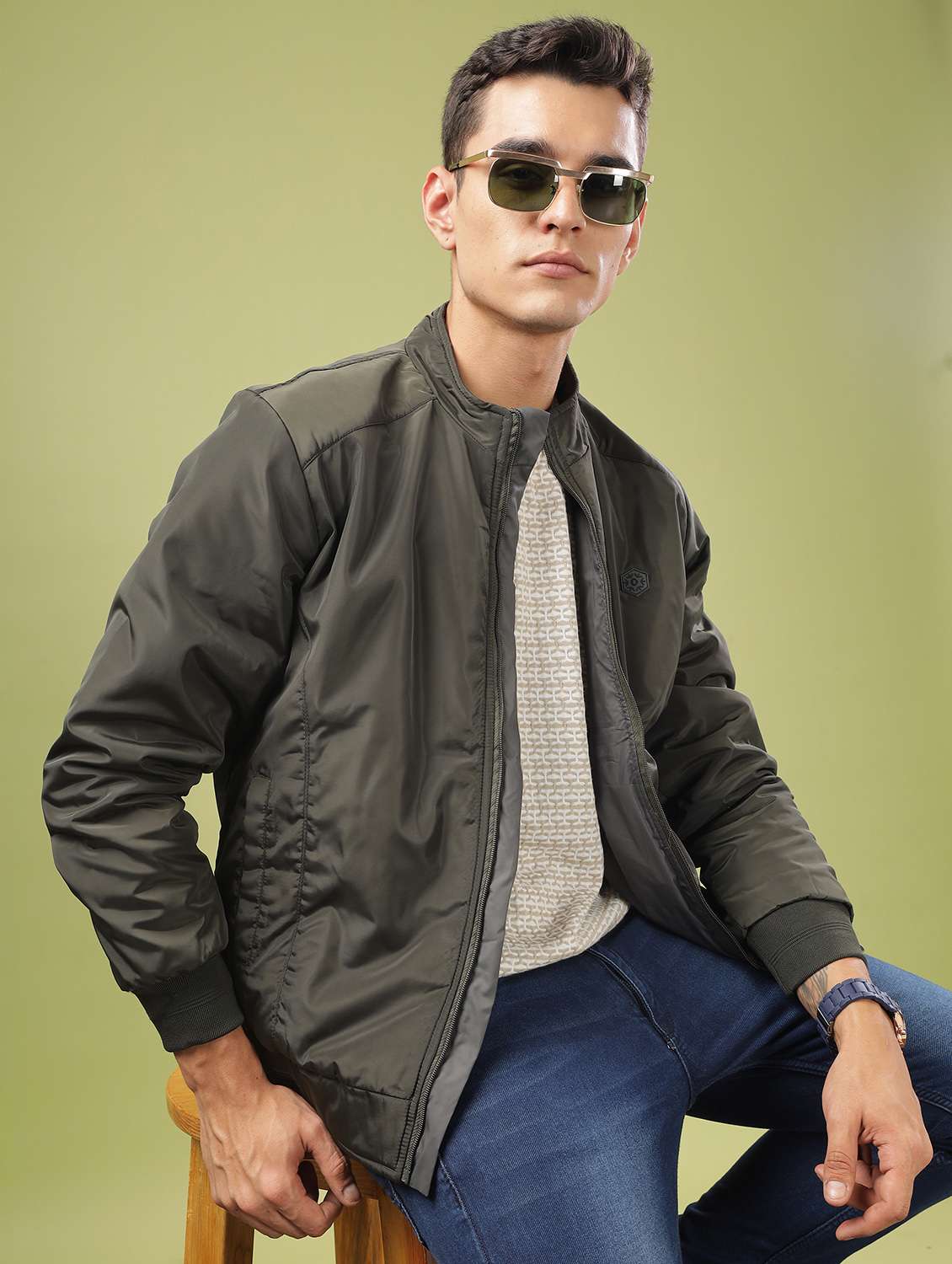 men solid long sleeve bomber jacket - 21586722 -  Standard Image - 1