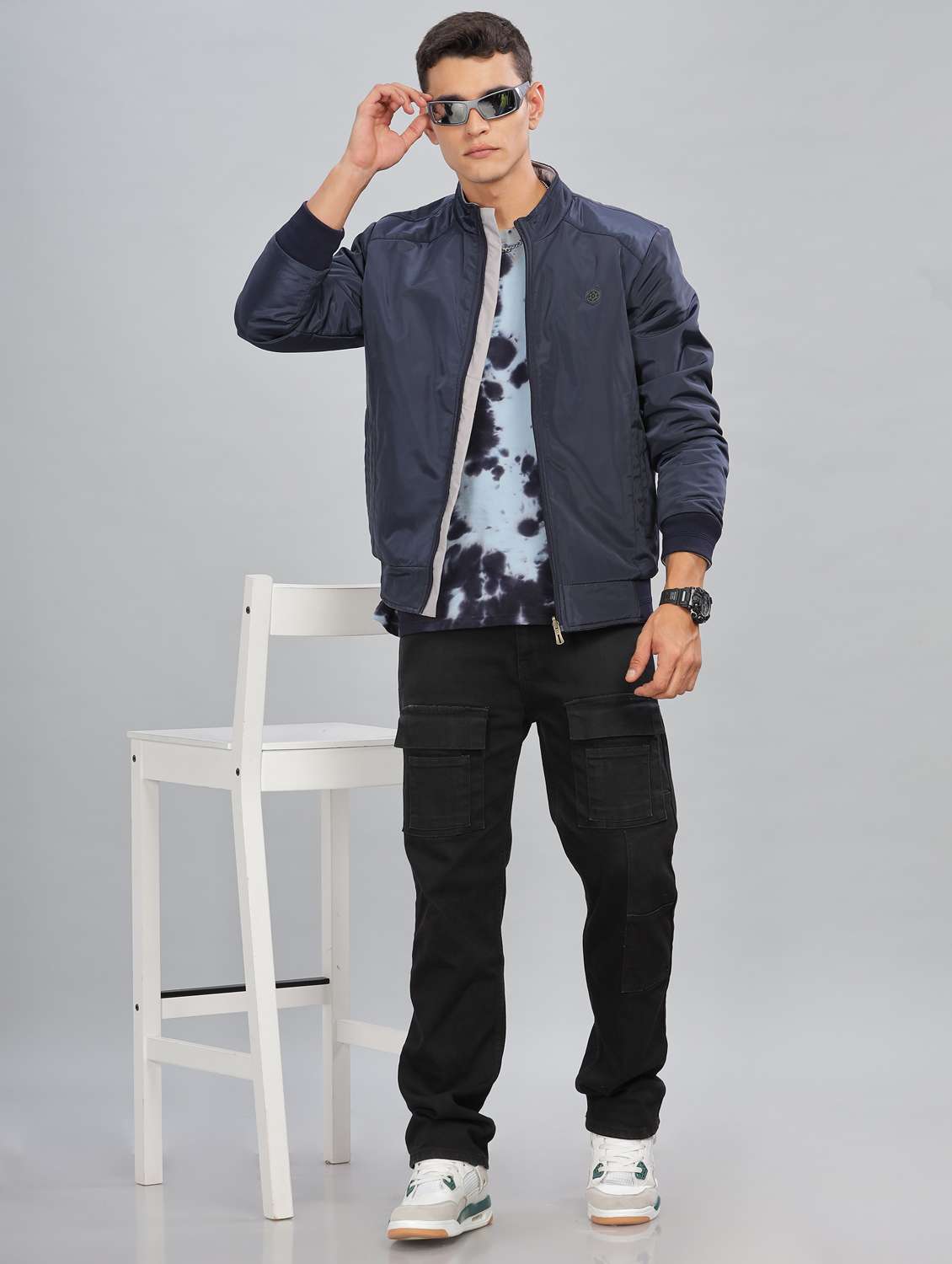 men solid long sleeve bomber jacket - 21586723 - Standard Image - 4