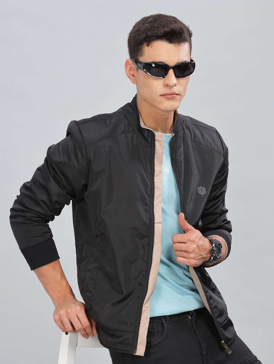 men solid long sleeve bomber jacket - 21586724 -  Standard Image - 1