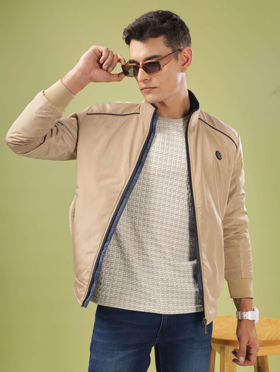 men solid long sleeve bomber jacket - 21586725 -  Standard Image - 1