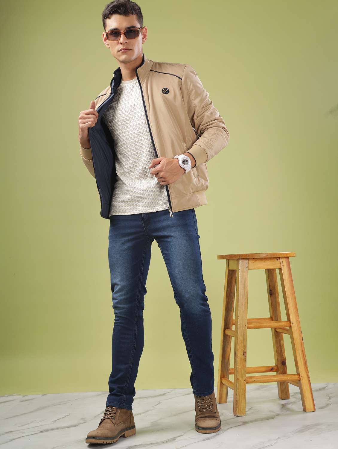 men solid long sleeve bomber jacket - 21586725 -  Standard Image - 4