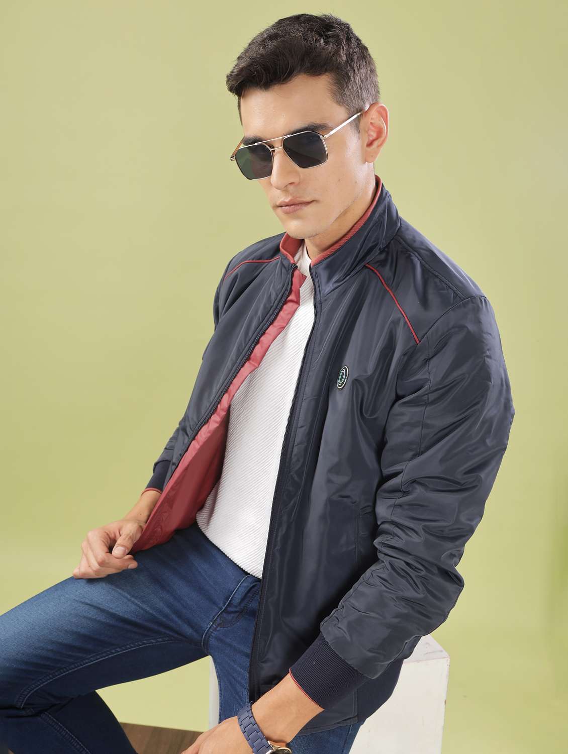 men solid long sleeve bomber jacket - 21586727 -  Standard Image - 1