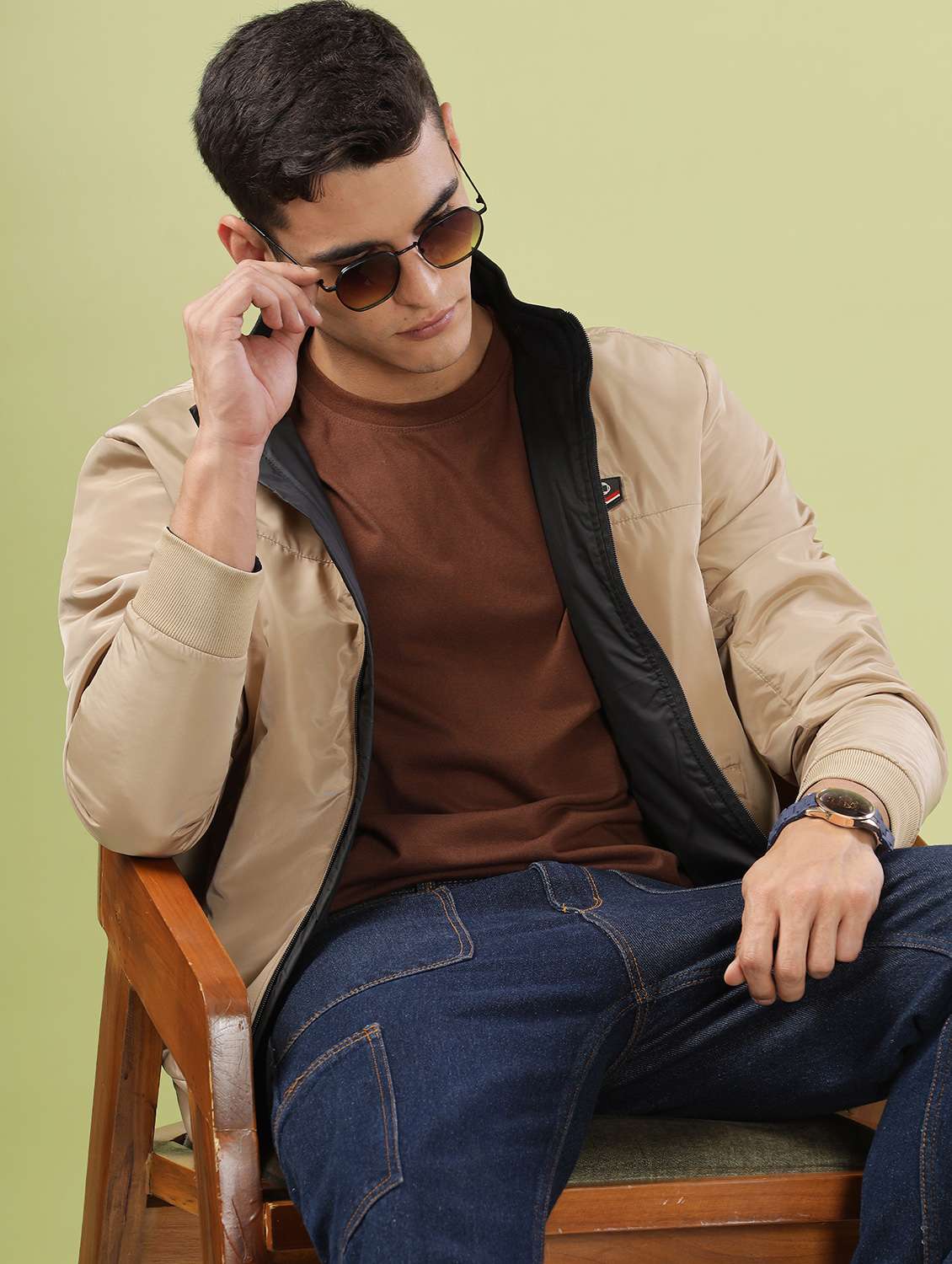 men solid long sleeve bomber jacket - 21586729 -  Standard Image - 1