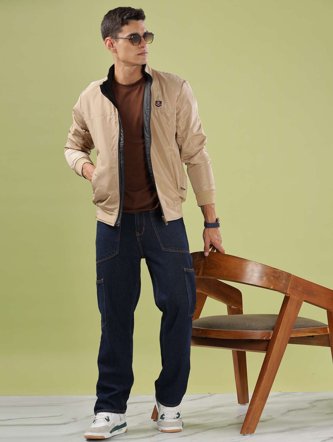 men solid long sleeve bomber jacket - 21586729 -  Standard Image - 4