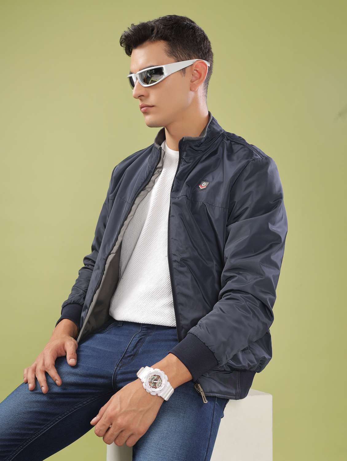 men solid long sleeve bomber jacket - 21586730 -  Standard Image - 1