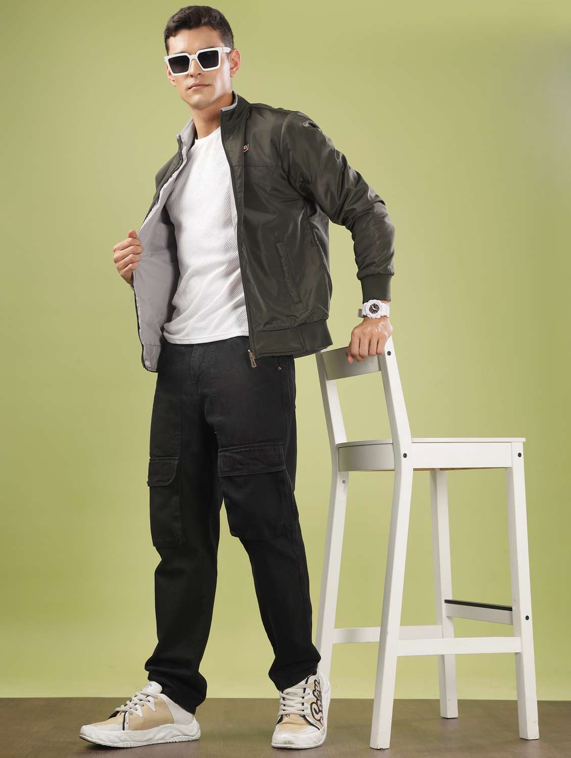 men solid long sleeve bomber jacket - 21586731 -  Standard Image - 4