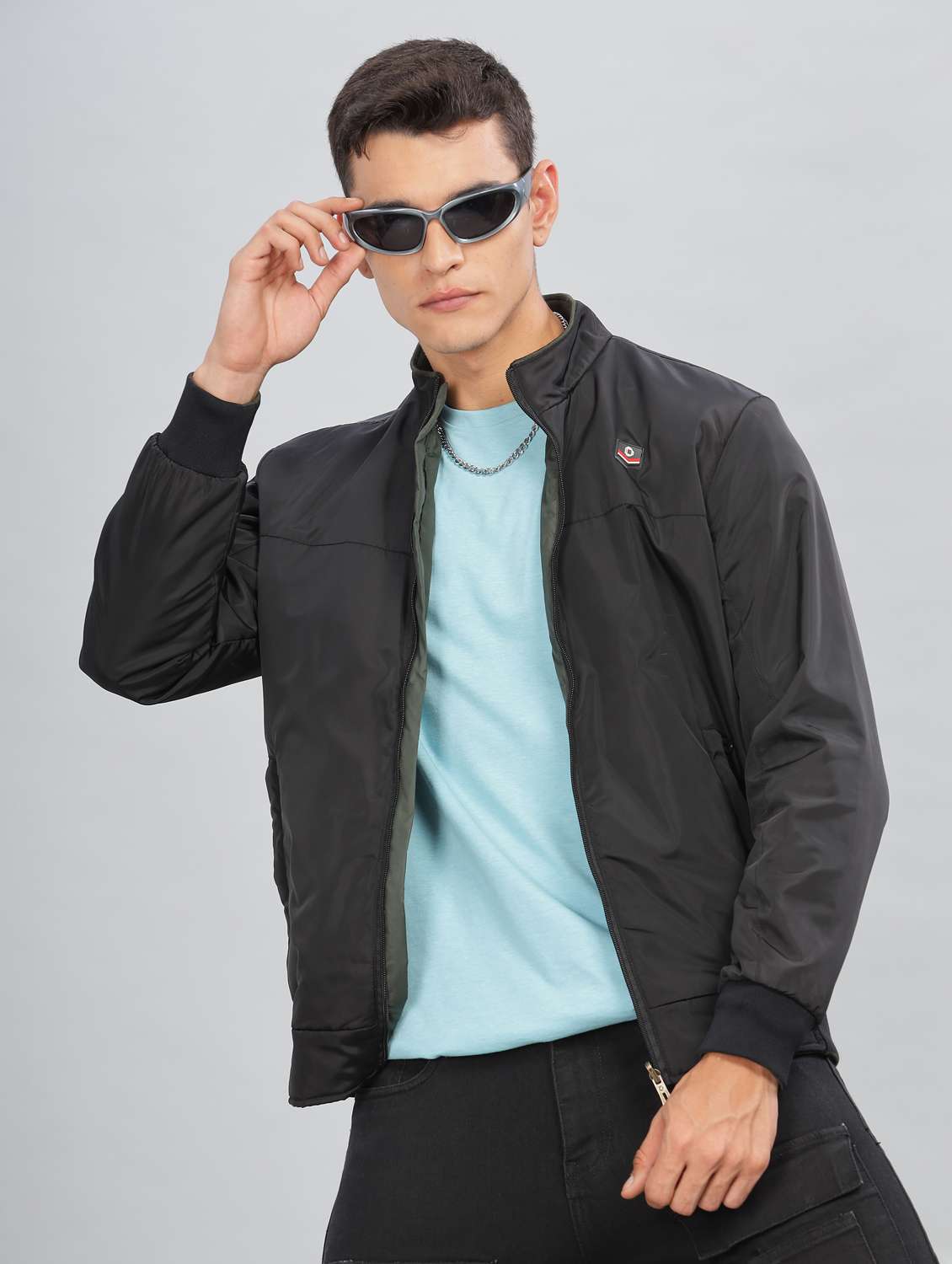 men solid long sleeve bomber jacket - 21586732 -  Standard Image - 1