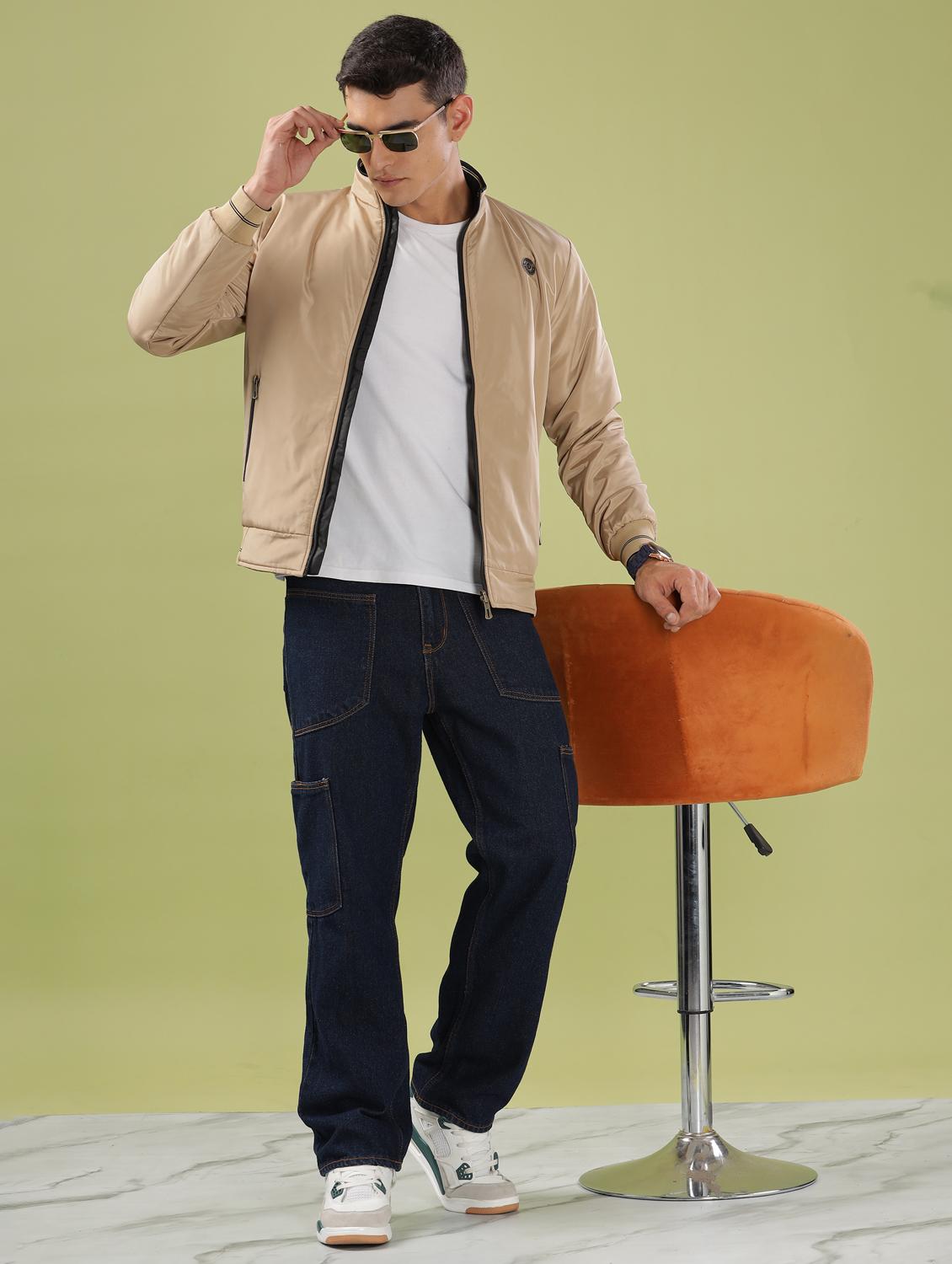 men solid long sleeve bomber jacket - 21586733 - Standard Image - 4