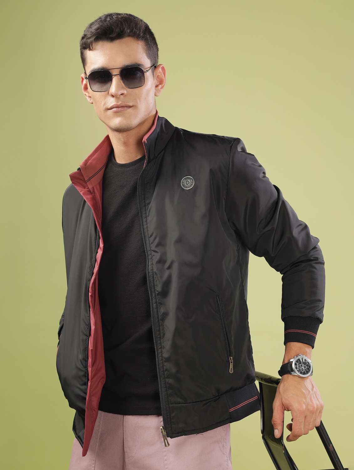 men solid long sleeve bomber jacket - 21586736 -  Standard Image - 1