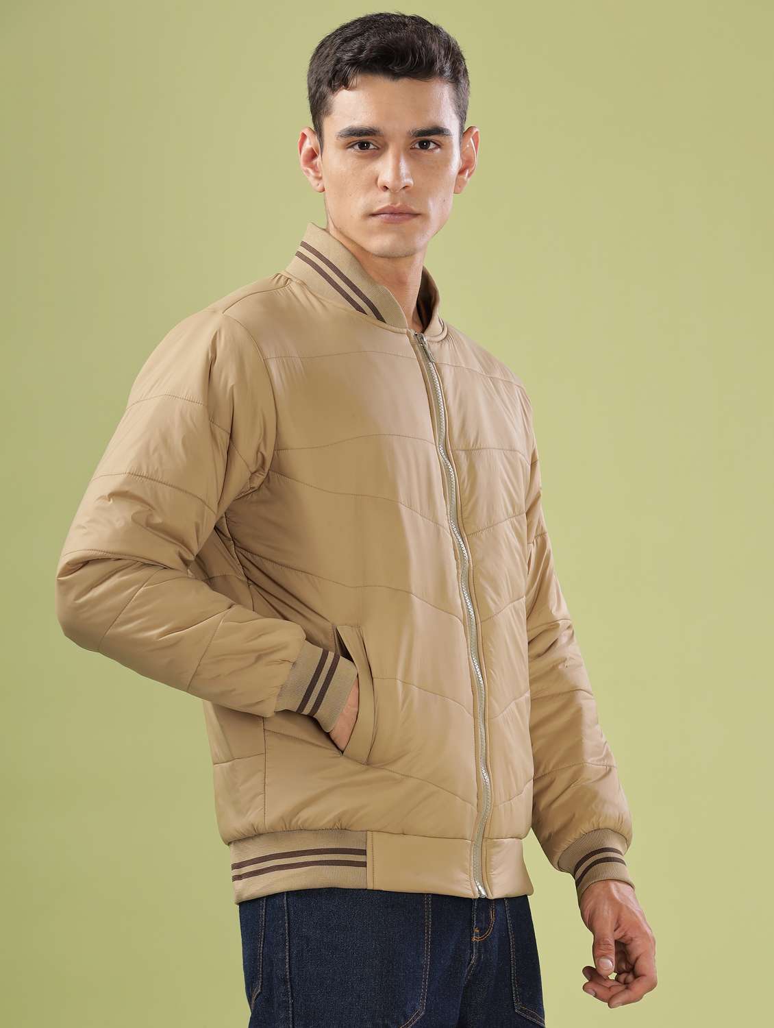 men solid long sleeve quilted jacket - 21586737 -  Standard Image - 1
