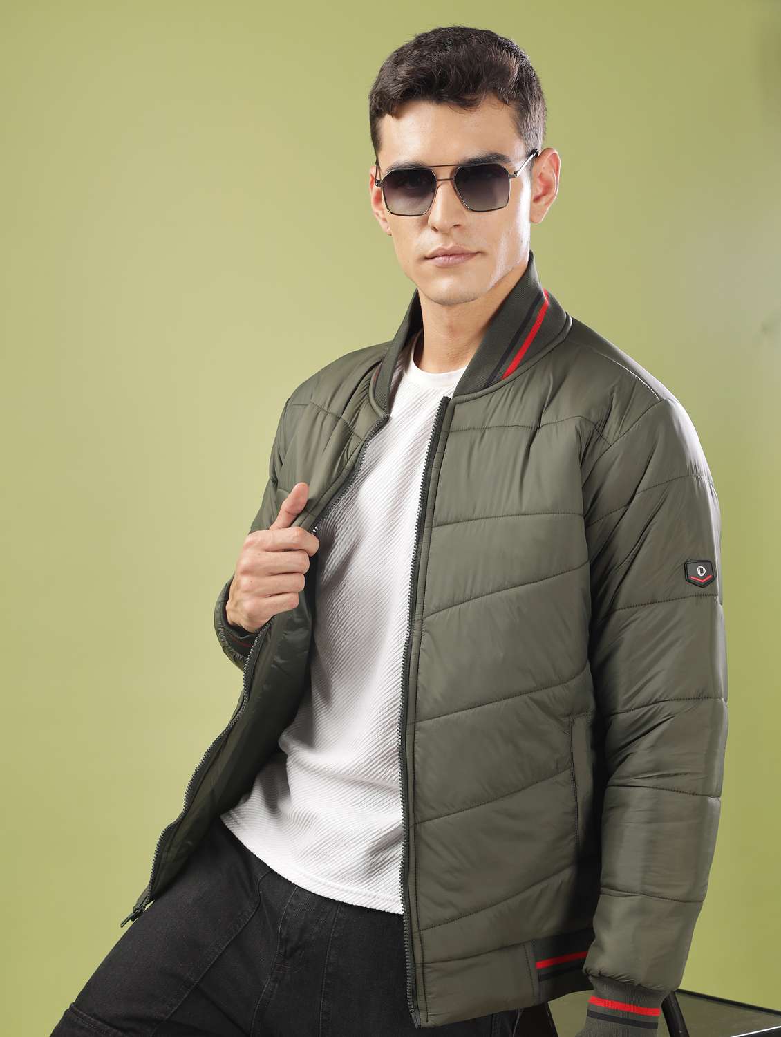 men solid long sleeve quilted jacket - 21586738 -  Standard Image - 1