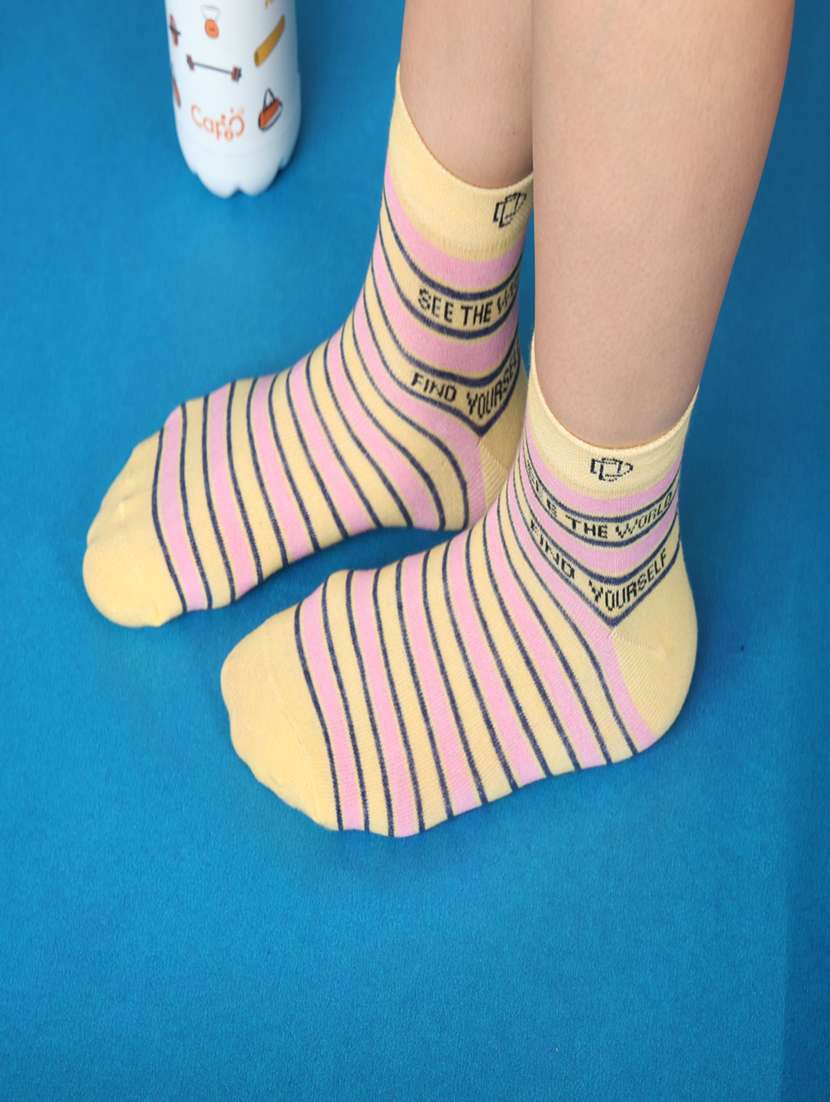 women yellow ankle length socks - 21586834 -  Standard Image - 1