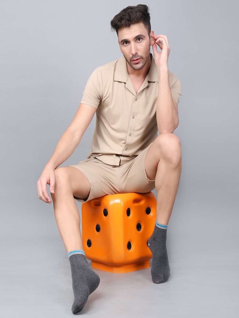 men solid cotton ankle length socks combo - 21587570 -  Standard Image - 4