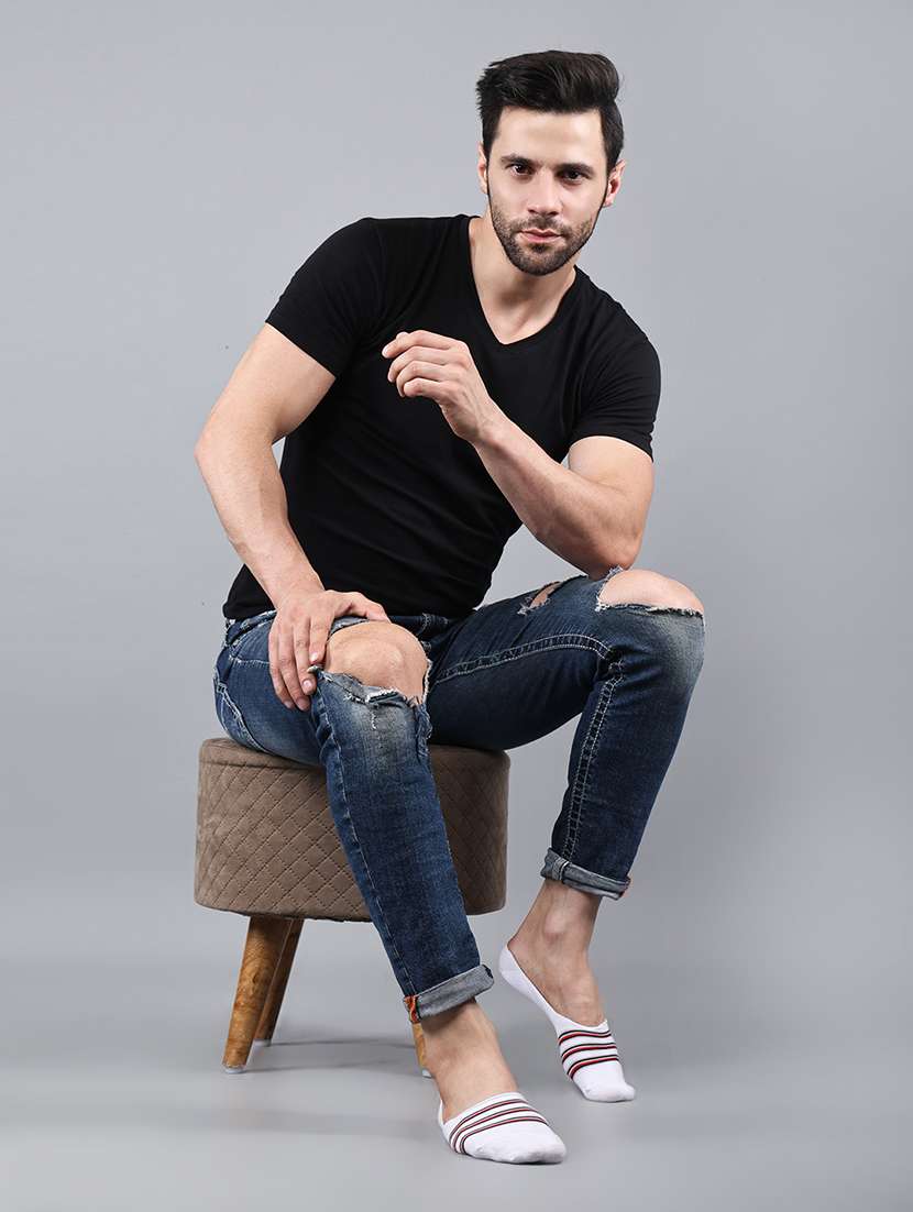 men striped cotton no show socks combo - 21588148 -  Standard Image - 4