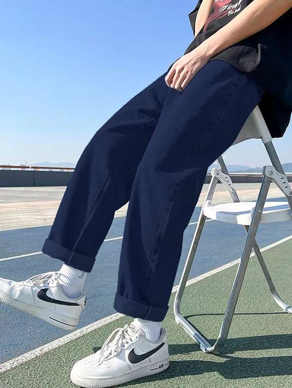 men low-rise relaxed fit plain jeans - 21589577 - Standard Image - 1