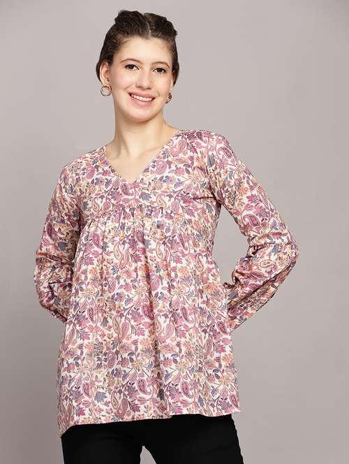 women paisley printed long sleeve top - 21591927 - Standard Image - 0