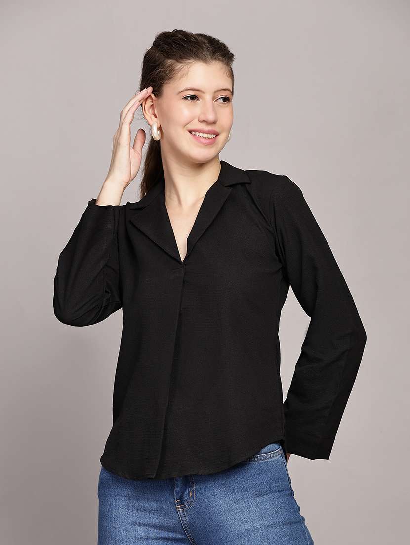 women solid long sleeve top