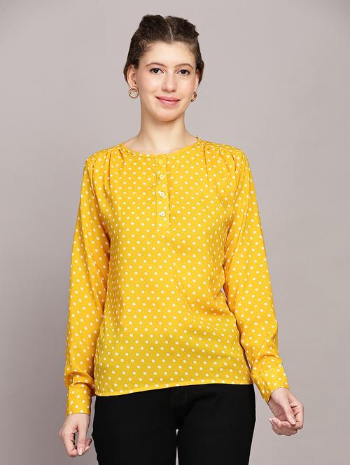 women polka dots printed long sleeve top - 21591936 - Standard Image - 0