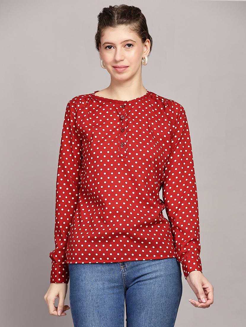 women red polka dot printed regular top - 21591937 -  Zoom Image - 0