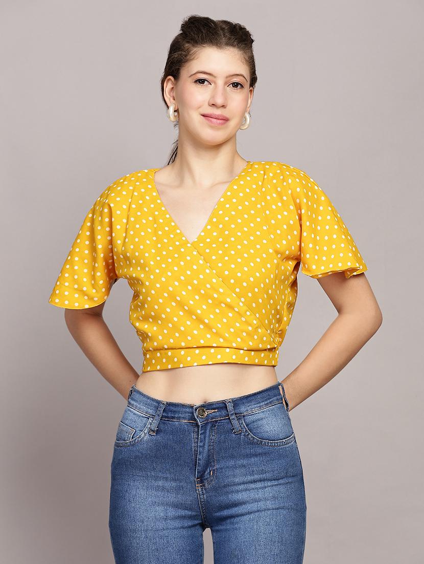 women polka dots printed crop top - 21591943 - Zoom Image - 0