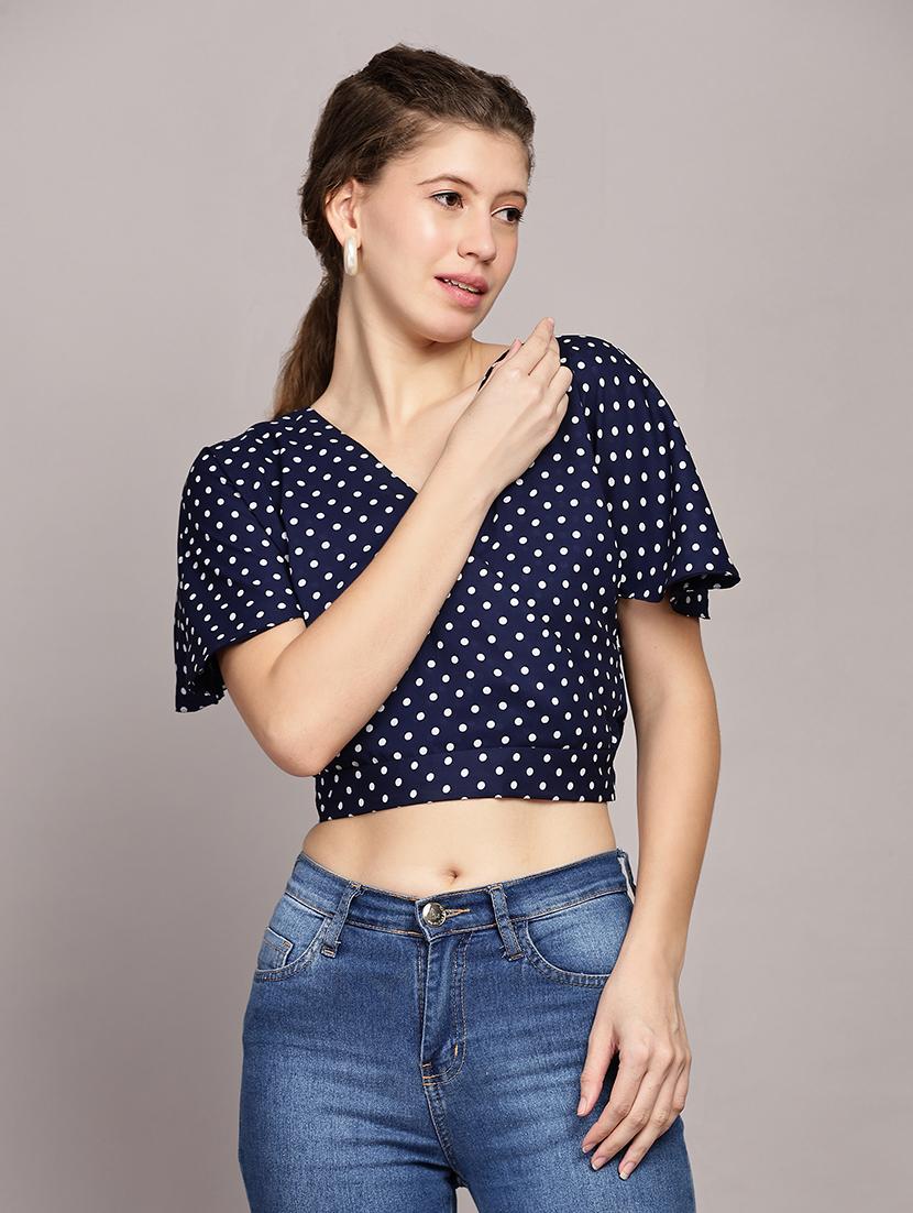 women polka dots printed crop top