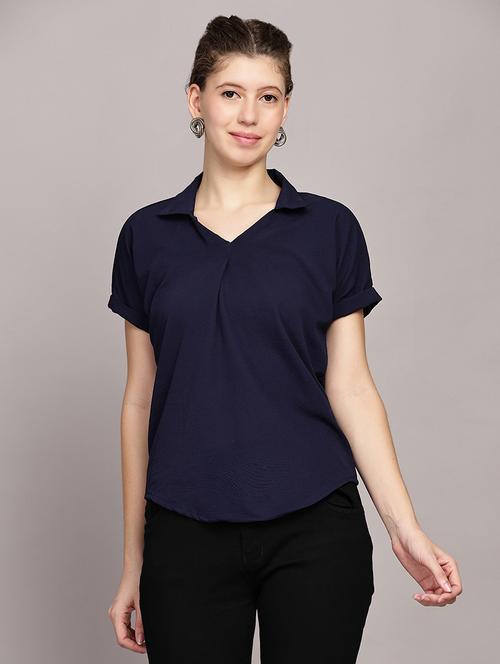 women solid short sleeve top - 21591948 - Standard Image - 0