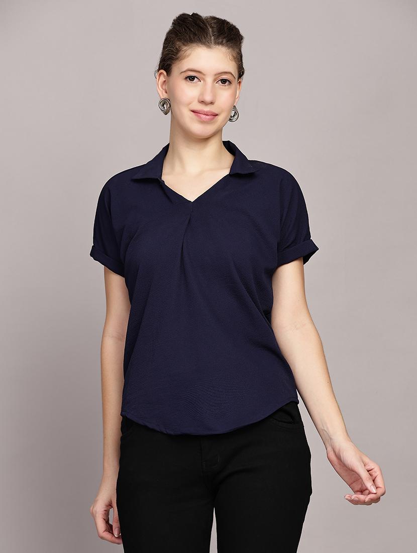 women solid short sleeve top - 21591948 - Zoom Image - 0